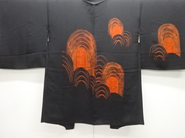 草葉に花更紗模様絵羽織